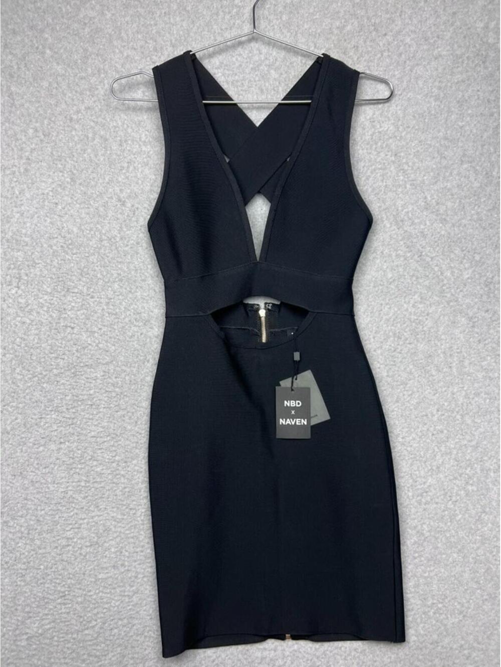 NBD x Naven Sweet Lust Black Cutout Bandage Dress Revolve Mini Sexy Party Club S
